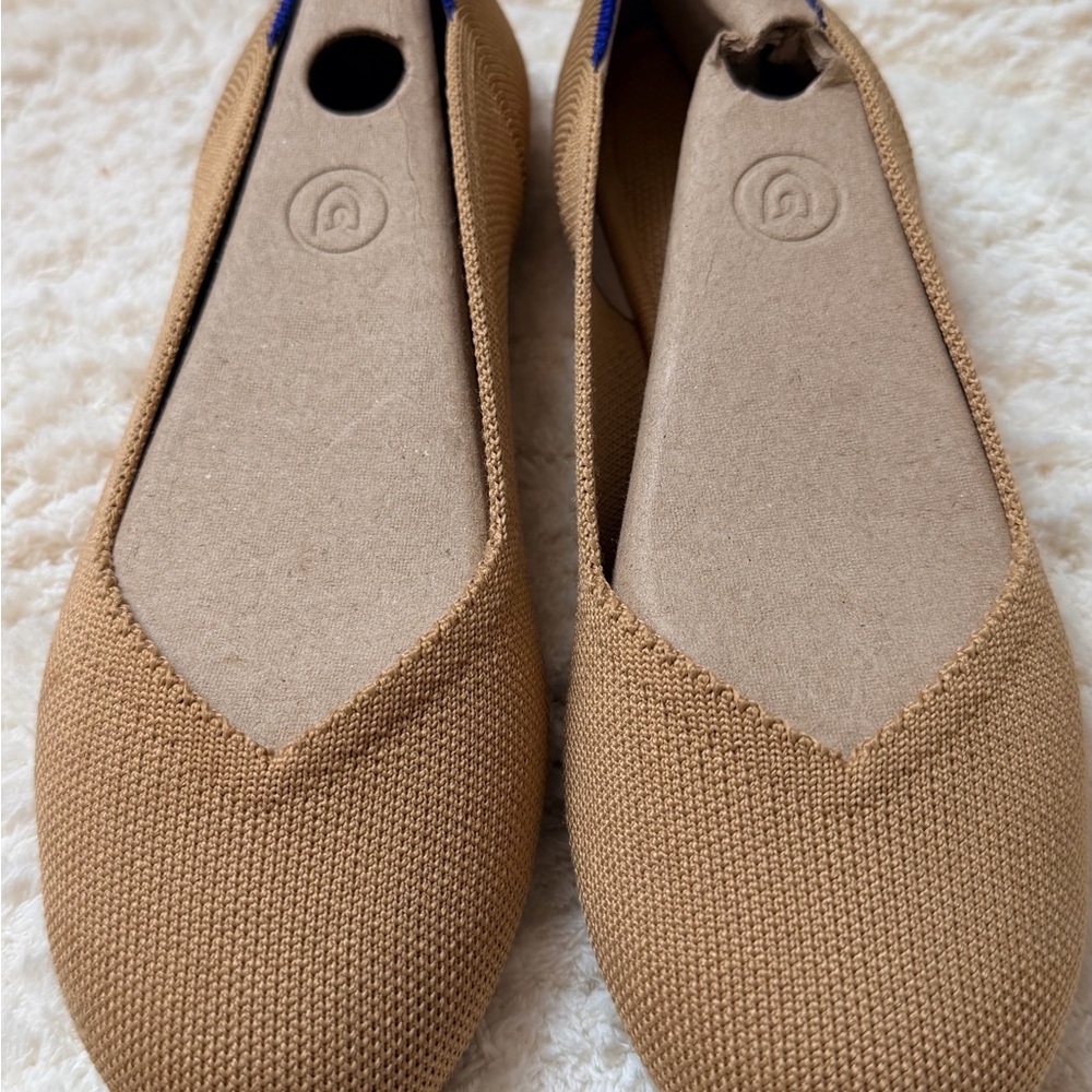 Rothy's Tan Knit Pointed-Toe Flats